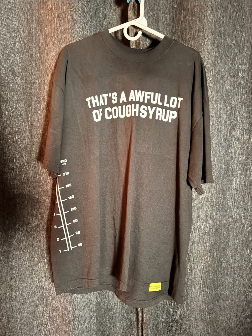 Men's Black Graphic Tee - "That's A Awfullot Of Coughsyrup"